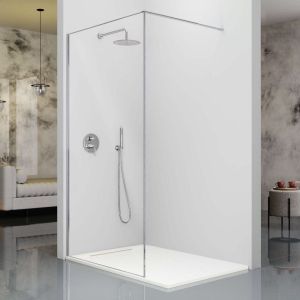 Mampara fija ducha 100  cm 1 hoja fresh arena plata brillo barra simple