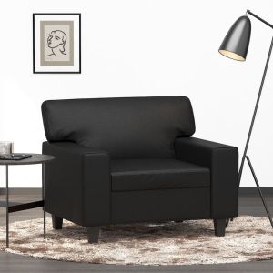 Sillón cuero sintético negro 60 cm es9813