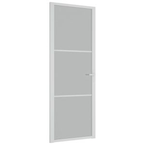 vidaXL puerta interior de vidrio y aluminio blanco mate 76x201,5 cm