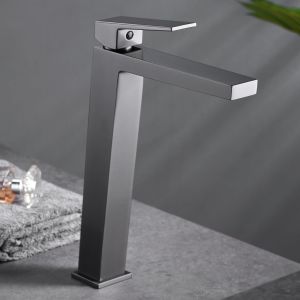 Imex - grifo monomando lavabo caño alto black gun serie art