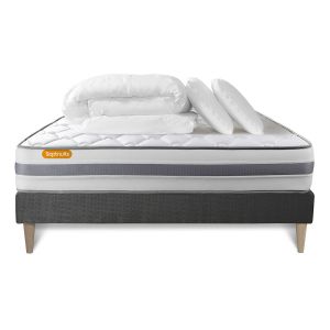 Pack cama completa - colchón 200x200cm + somier de láminas (kit) + 2 almoha