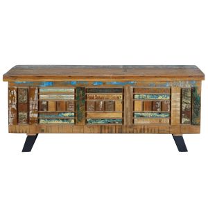 Baúl hyderabad de madera reciclada en color multicolor 116 cm