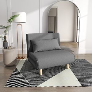 Sofá cama 2 en 1 gris lino 1 plaza reclinable 94x78x80 cm