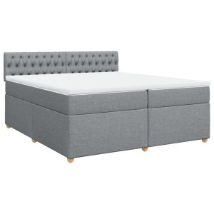 vidaXL cama box spring con colchón tela gris claro 200x200 cm