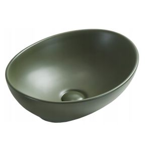 Lavabo cerámico sobre encimera, 40,5x33x14 cm, verde mate
