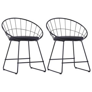 Sillas de comedor asientos de cuero sintético 2 uds acero negro qweo1933