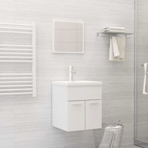 Set muebles de baño 2 piezas madera contrachapada blanco brillo(sin lavabo)