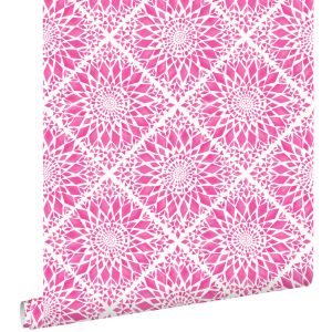 Estahome papel pintado motivo de azulejos rosa 53 cm x 10.05 m