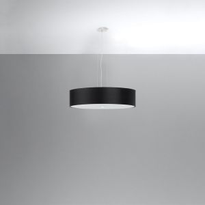 Candelabro skala 5 negro tela/vidrio/acero 50x102x50cm