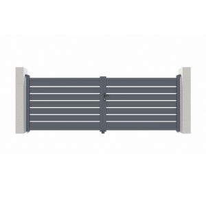Puerta abatible 4m vogel al.140cm alu gris + 2 postes 20x20cm al.166cm