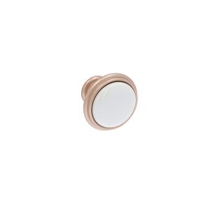 Pomo muebles en zamac y porcelana diám 35mm color oro rosa lote de 6