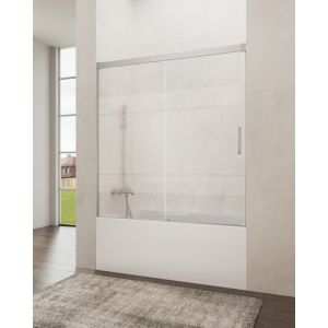Mampara de bañera frontal + corredera basic 160-165cm serigrafiado cromo
