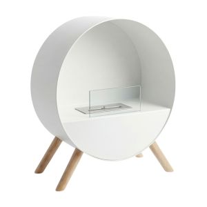 Venere - chimenea de bioetanol 60x72x30 cm patas de madera blanco