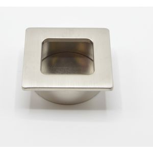 Tirador para mueble cuadrado empotrado, zamac 39x39 mm niquelado cepillado