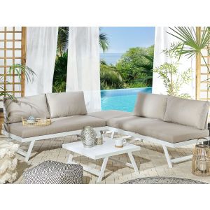 Conjunto esquinero de jardín 5 plazas coccorino metal gris pardo