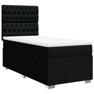 vidaXL cama box spring con colchón tela negro 90x190 cm