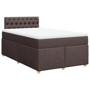 vidaXL cama box spring con colchón tela marrón oscuro 120x190 cm