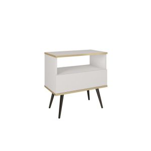 Mesita de noche - 3xe living - 54 x 39 x 59 cm - blanco - patas negras - ca