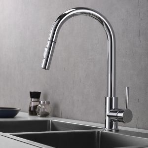 Kibath grifo cocina extraible monomando mir acabado cromo brillo de latón