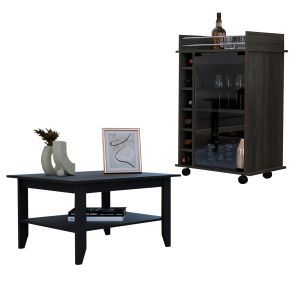 Conjunto britannica de salón, mesa de centro + carrito de bar