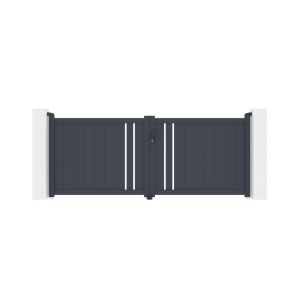 Puerta batiente regulable ancho 3,5m giona h.160cm aluminio gris