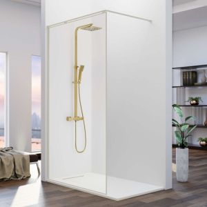 Mampara fija ducha 100  cm 1 hoja fresh arena plata brillo barra en l