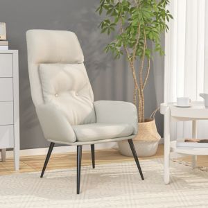 Sillón de relax de piel de ante sintética color crema qweo7312