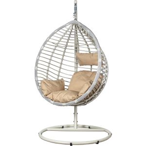 Silla coLGante ratan artificial, metal blanca