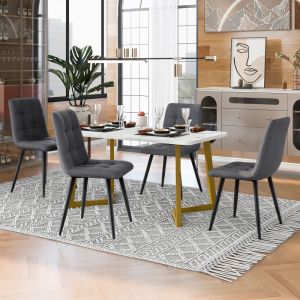 Conjunto de mesa y sillas mdf gris mesa rectangular 4 sillas