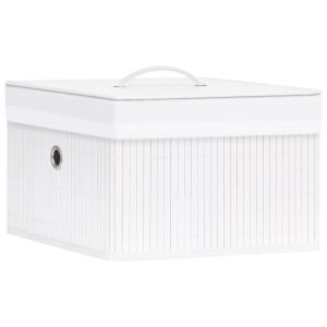 vidaXL cajas de almacenamiento de bambú 4 unidades blanco