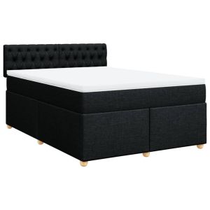 vidaXL cama box spring con colchón tela negro 140x200 cm
