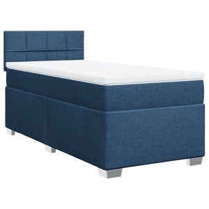 vidaXL cama box spring con colchón tela azul 90x190 cm