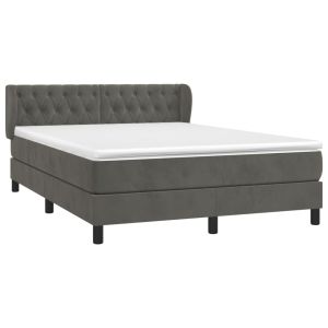 vidaXL cama box spring con colchón terciopelo gris oscuro 140x190 cm