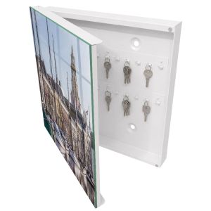Armario para llaves decorativo 30x30x5, apertura izquierda blanca