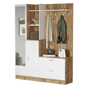 Mueble de entrada anumali, 9 estantes, madera roble marrón