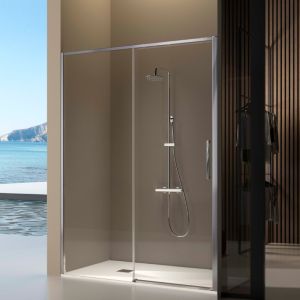 Mampara frontal serie delta - plata brillo - 122-124.6 cm - reversible