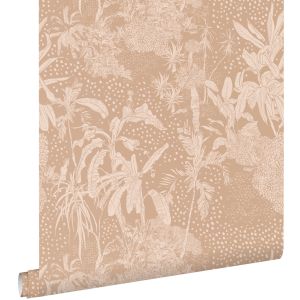 Estahome papel pintado hojas tropicales rosa terracota 50 x 900 cm