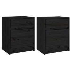 Casa lúmina - set  de 2 mesita de noche negro madeira  40 x 31 x 50 cm