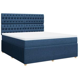 vidaXL cama box spring con colchón tela azul 180x200 cm