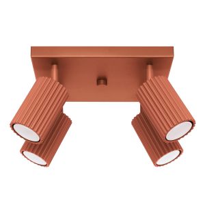 Lámpara de techo karbon 4 ocre rojo aluminio 25x16.5x25cm