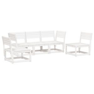 vidaXL juego de sofás de jardín 5 piezas madera maciza de pino blanco