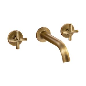Grifo lavabo empotrado de pared, bronce