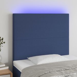Cabecero con luces LED tela azul 80x5x118/128 cm eso4578