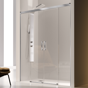 Mampara frontal 2 fijos + 2 puertas correderas 155  cm glasé