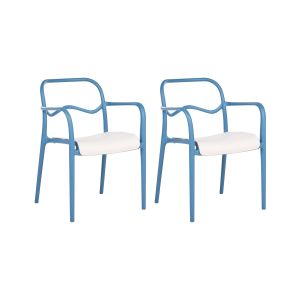 Conjunto de 2 sillas de jardín thasos material sintético azul