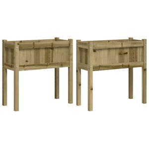 vidaXL jardineras con patas 2 uds madera de pino impregnada