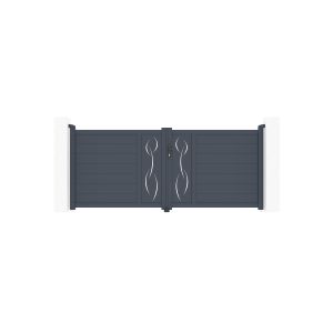 Puerta abatible 3m life al.120cm aluminio + 2 postes eifel 15x15cm al.166cm