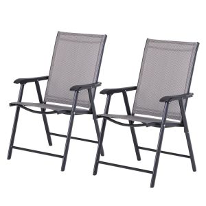 Set 2 sillas plegable 58x64x94 cm metal, texteline bicolor Outsunny