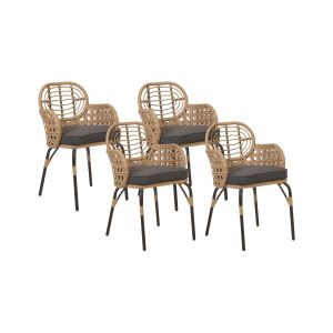 Conjunto de 4 sillas de jardín con cojines pratello ratán sintético natural