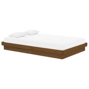 vidaXL estructura de cama doble sin colchón madera maciza marrón miel